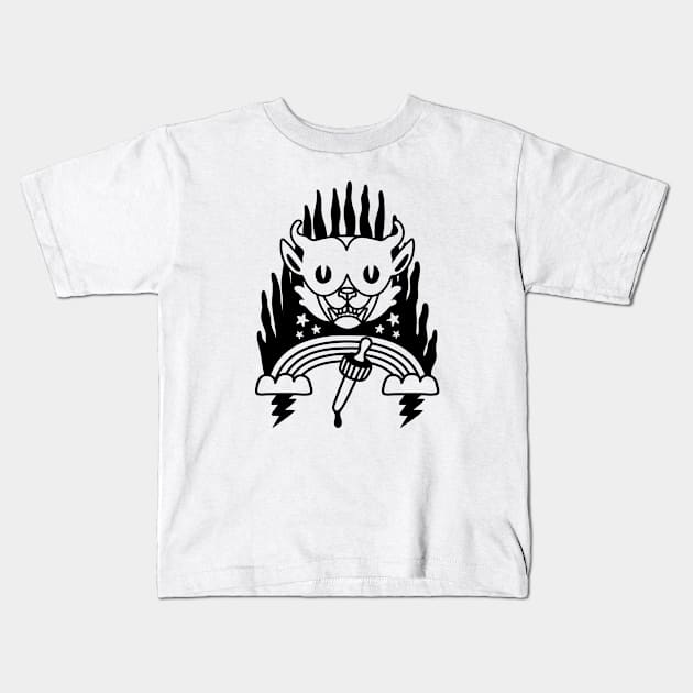 Trippy Dream Cat Kids T-Shirt by Strymon Art